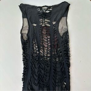 Black Shredded Sleeveless Top